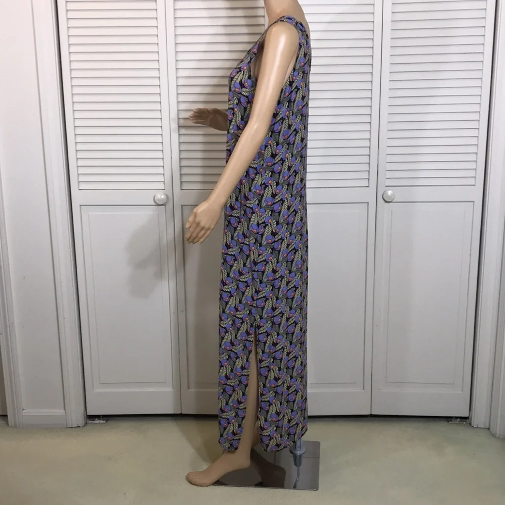 Flax Sleeveless Maxi Dress in Purple and Green Floral Print - Picture 12 of 13
